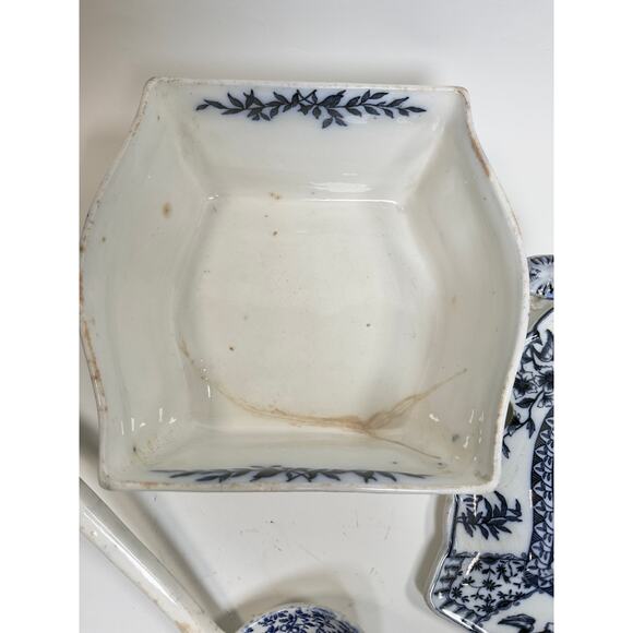 1880’s Transferware Ridgways Litchfield Porcelain Covered Soup Tureen w/Ladle - Picture 6 of 12